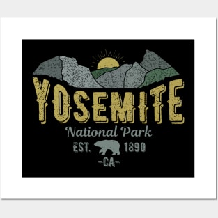 Yosemite National Park Vintage Mountains Walking Bear Est 1890 California State Posters and Art